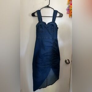 Denim dress with ruffled edges!